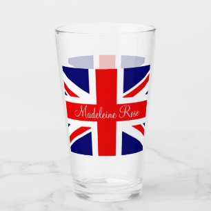 Personalize with a Name British National Flag Glass