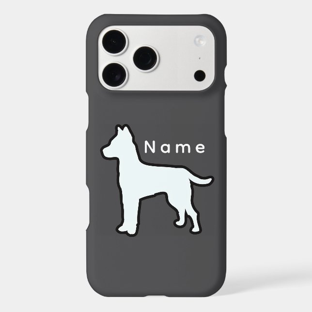 Personalize With A Name White Dog Gray  (Back)
