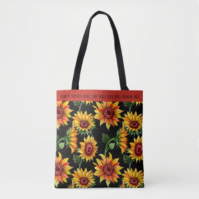Personalize with Name or Quote Sunflower Tote Bag (Front)