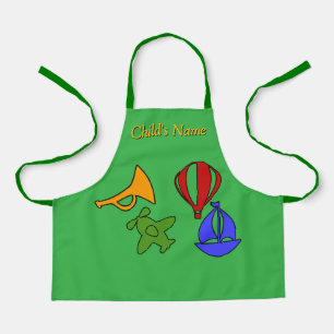 Personalize With Name Toy Collection Kids Green    Apron