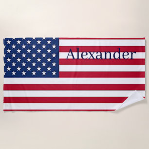 Personalize with name United States of America  Beach Towel