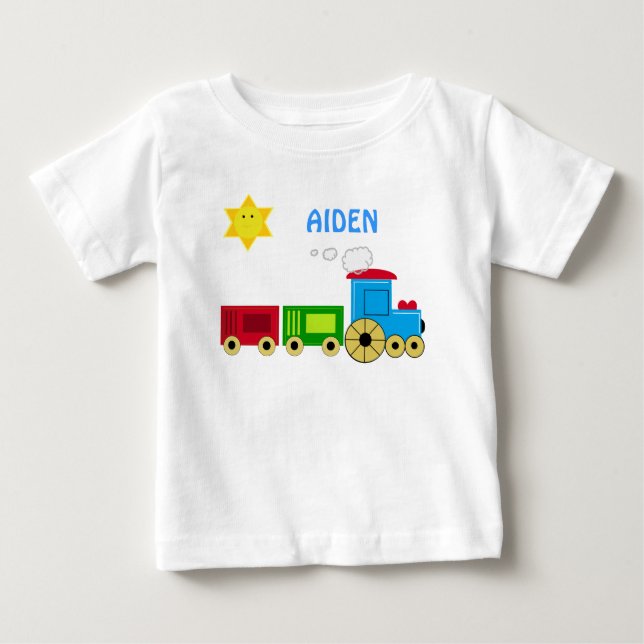 PERSONALIZE WITH YOUR CHILD'S NAME CUTE TRAIN SHIR BABY T-Shirt (Front)