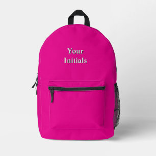 Personalize With Your Initials Hot Pink   Printed Backpack