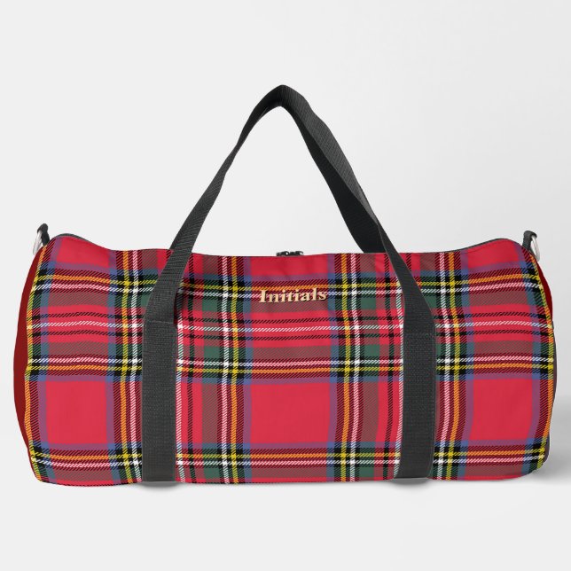 Personalize With Your Initials Red Plaid   Duffle Bag (Front)