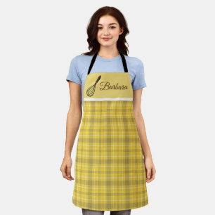Personalize  Yellow Plaid Apron