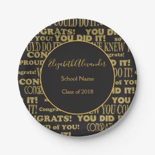 Personalize your Black and Gold graduate Paper Plate