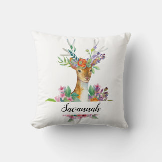 Personalize Your Own Beautiful Floral Deer Cushion