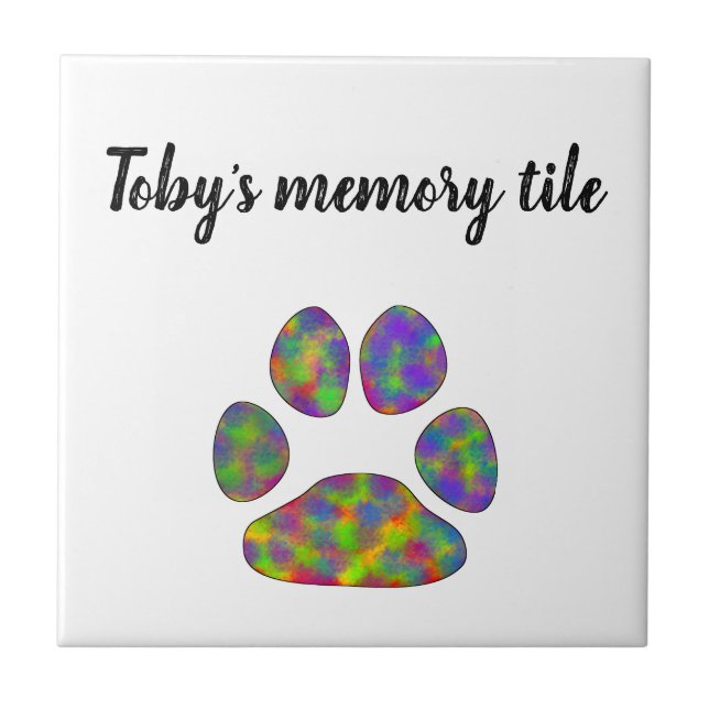 Personalize your own tile. Paw print design Tile (Front)