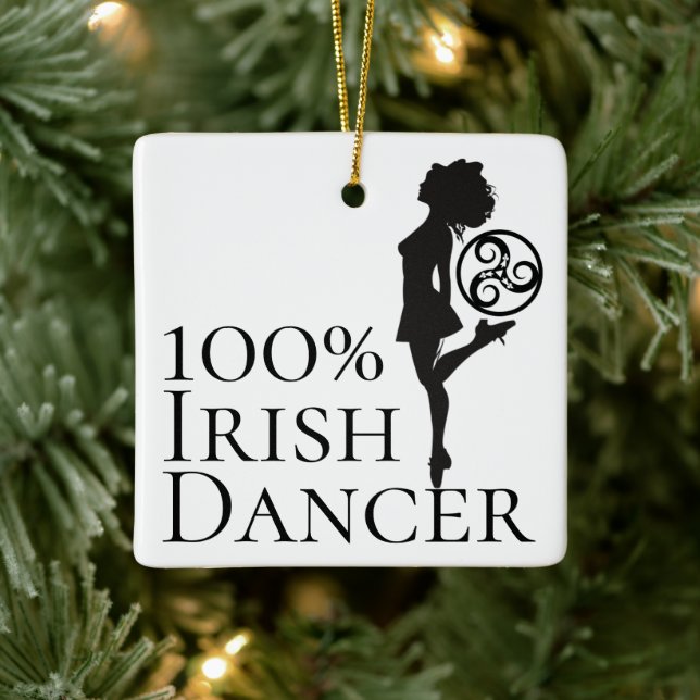 Personalized 100% Irish Dancer Hard Shoe Christmas Ceramic Ornament (Tree)