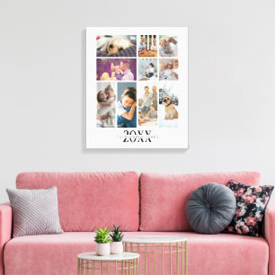Personalized 10 Photo and Text Family Collage Canvas Print