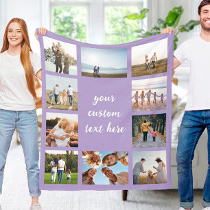 Personalized 10 Photo Collage Fleece Blanket