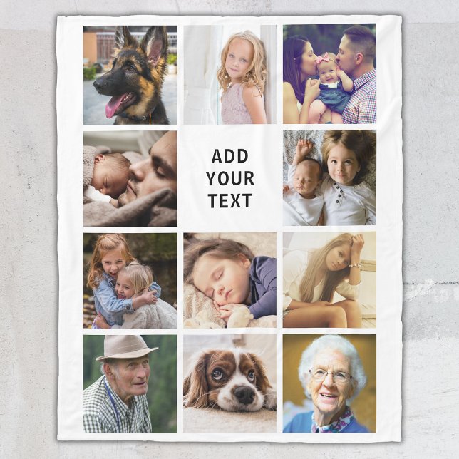 Personalized 11 Photo Collage Fleece Blanket (Creator Uploaded)