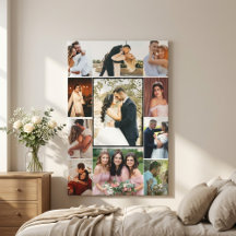 Personalized 11-Photo Wedding Collage Canvas Print