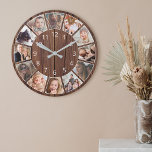 Personalized 12 Photo Collage Natural Wood<br><div class="desc">Easily create your own personalized rustic wooden planks farmhouse style wall clock with your custom photos. For best results,  crop the images to square - with the focus point in the center - before uploading.</div>