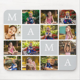 Personalized 12 Photo Collage with Custom Text Mouse Pad