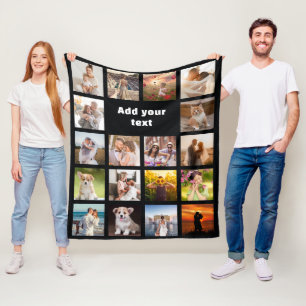 Personalized 18 Photo Collage Fleece Blanket