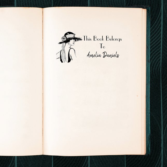 Personalized 1920's Flapper Girl Bookplate  Rubber Stamp (Creator Uploaded)