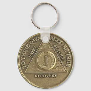 Personalized 1 Year Sober – AA Anniversary Coin Key Ring