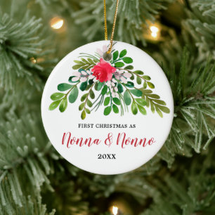 Personalized 1st Christmas As Nonna Nonno Italian Ceramic Tree Decoration