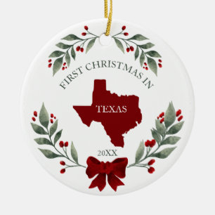 Personalized 1st Christmas In Texas State Ceramic Tree Decoration