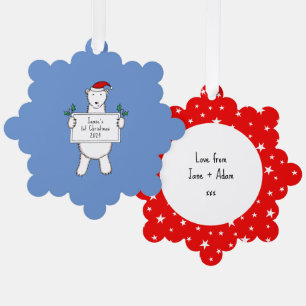 Personalized 1st Christmas Polar Bear  Tree Decoration Card