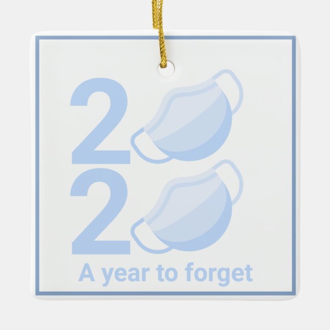 Personalized 2020 Pandemic Mask Christmas Tree Ceramic Ornament (Front)