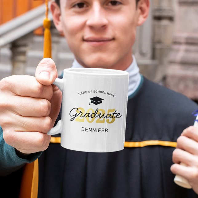 Personalized 2025 Black Gold Graduate Mug (Creator Uploaded)
