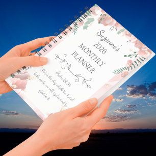 Personalized 2026 Pink Floral Psalm Christian Planner