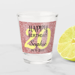 Personalized 20th Birthday Shot Glass