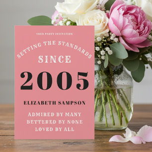 Personalized 21st Birthday 2005 Add Your Name Pink Invitation