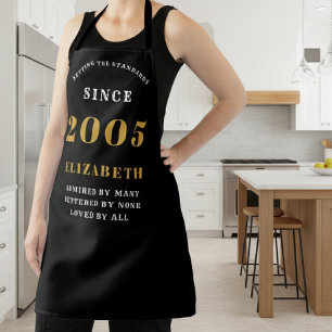 Personalized 21st Birthday 2005 Black & Gold Apron