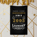 Personalized 21st Birthday Born 2005 Retro Party Banner<br><div class="desc">Celebrate a 21-Year Legend with this Personalized Vintage Banner! Throw an unforgettable party with this striking black and white banner, specifically designed for a landmark 21st birthday. The retro-inspired typography proudly features the year "BORN 2005" for a nostalgic and classic aesthetic. Key Features: Fully Customizable: Easily edit the name and...</div>