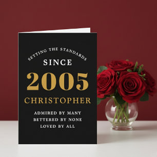 Personalized 21st Birthday Born 2005 Vintage Black Card