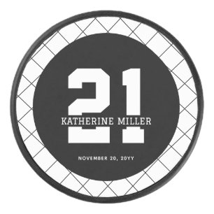 Personalized 21st Birthday Modern and Elegant   Hockey Puck