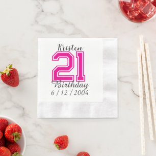 Personalized 21st Birthday Napkin Birthday 