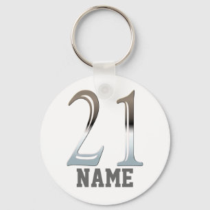 Personalized 21st Birthday Silver   Number 21 Key Ring