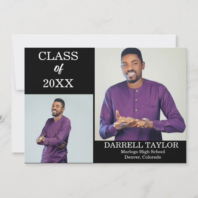 Personalized 2-Photo Graduation Announcement (Front)