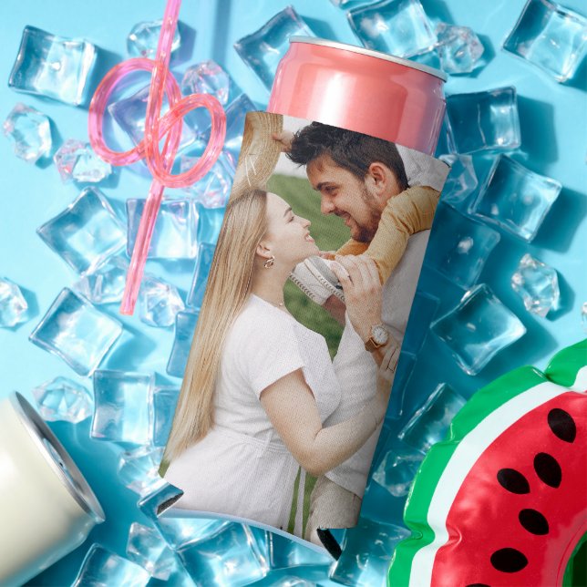 Personalized 2 Photo Template Double Sided Can Coo Seltzer Can Cooler (In Situ Summer)