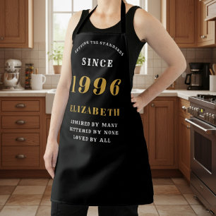 Personalized 30th Birthday 1996 Black & Gold Apron