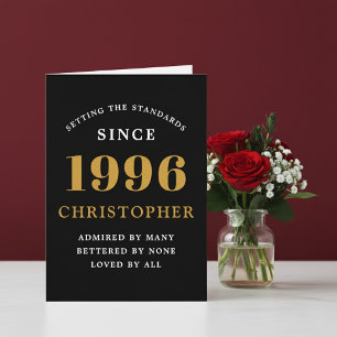 Personalized 30th Birthday Born 1996 Vintage Black Card