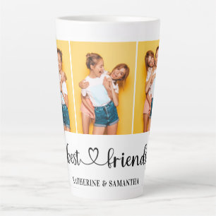 Personalized 3 Photo Collage Best Friends Forever Latte Mug