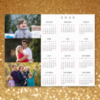 Personalized 3 Photo Collage Family 2026 Calendar