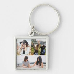 Personalized 3 Photo Collage Keychain