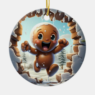 Personalized 3D Gingerbread Man Ceramic Tree Decoration