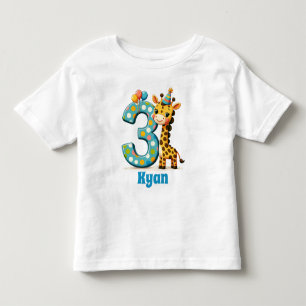 Personalized 3rd Birthday Giraffe  Toddler T-Shirt