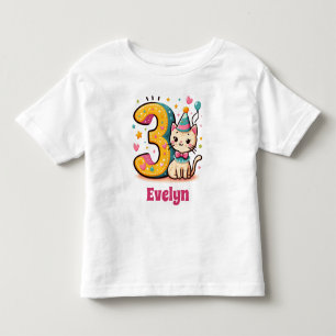 Personalized 3rd Kitty Birthday Toddler T-Shirt