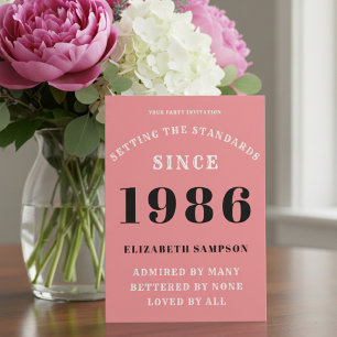 Personalized 40th Birthday 1986 Add Your Name Pink Invitation