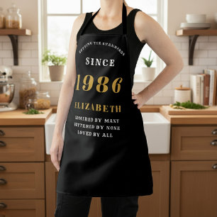 Personalized 40th Birthday 1986 Black & Gold Apron