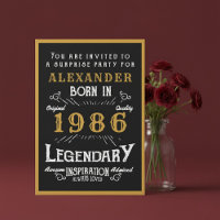 Personalized 40th Birthday 1986 Black Gold Legend