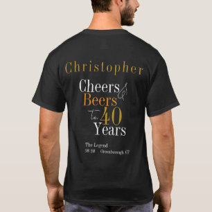 Personalized 40th Birthday Beers Cheers Party T-Shirt